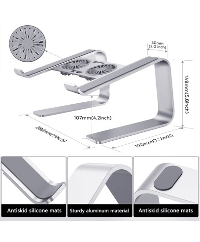 Aluminum Laptop Stand with Cooling Design